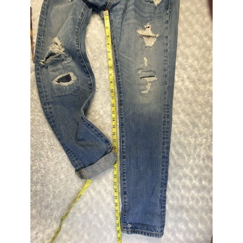 Abercrombie & Fitch Jeans Mens 28 X 30 Blue Button Fly The A&F Skinny Distressed - Picture 4 of 9
